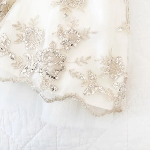 2T American Princess Kids Cream Silver Sequins Formal Dress - Picture 4 of 5